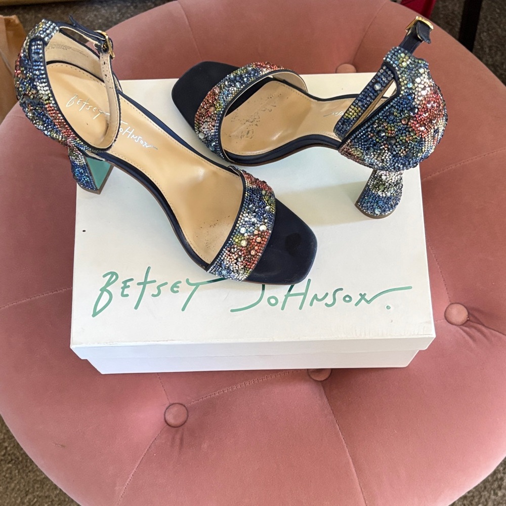 Betsey Johnson Navy and Multicolor Embellished Heels